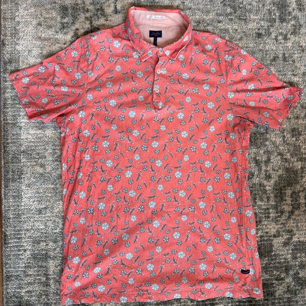 Good Man Brand Floral Coral Polo Shirt